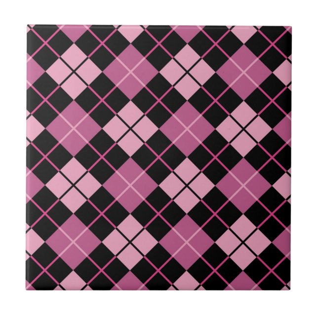 Carreau Motif à motifs de losanges dans le noir et le rose (Devant)