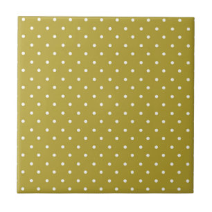 Carreau Motif à pois blancs sur fond jaune moutarde