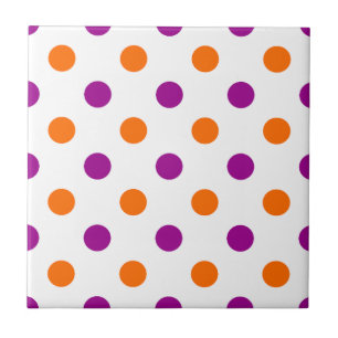 Carreau Motif à pois orange violet blanc