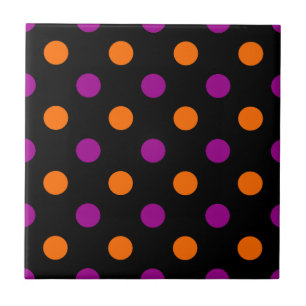 Carreau Motif à pois orange violet noir
