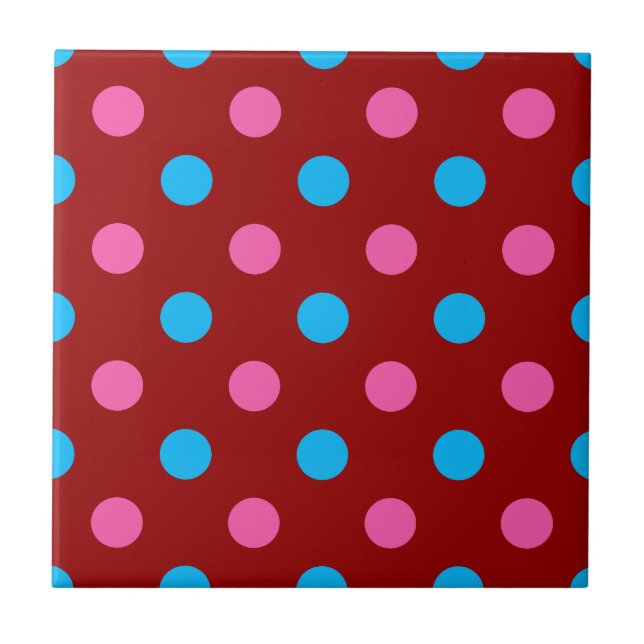 Carreau Motif à pois rouge rose bleu (Devant)
