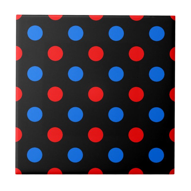 Carreau Motif à pois rouges bleus noirs  (Devant)