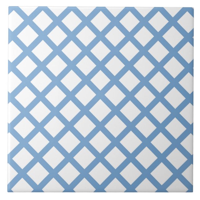 Carreau Motif à rayures diamantées Harlequin bleu blanc (Devant)