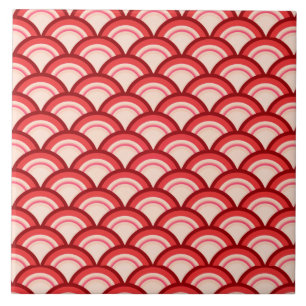 Carreau Motif à vagues Art déco - corail rouge et rose