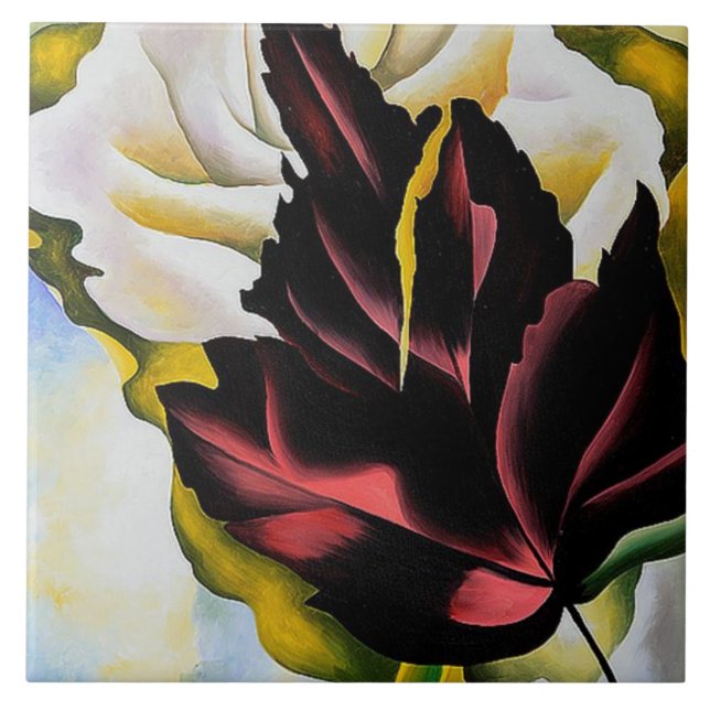 Carreau Motif à vie morte de la Feuille Georgia O'Keefe (Devant)