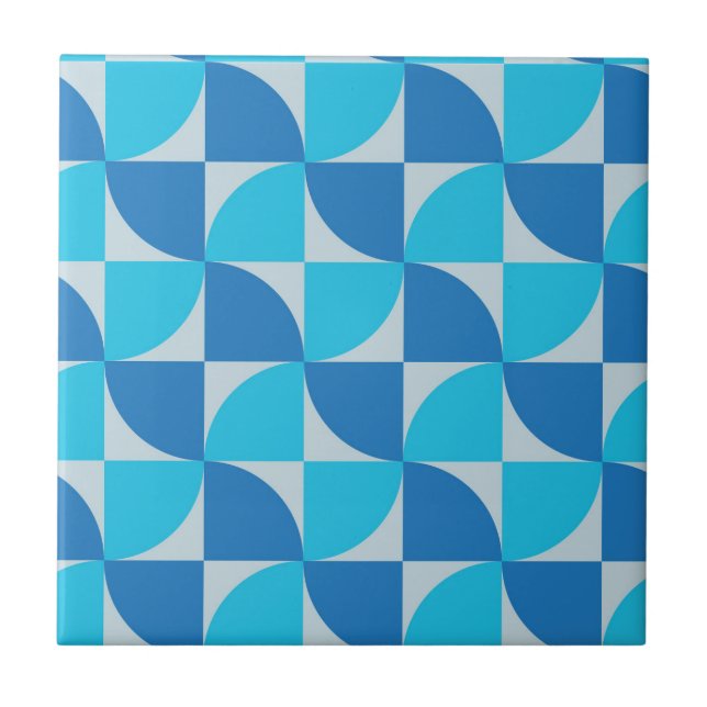 Carreau Motif abstrait bleu et turquoise du milieu du sièc (Devant)