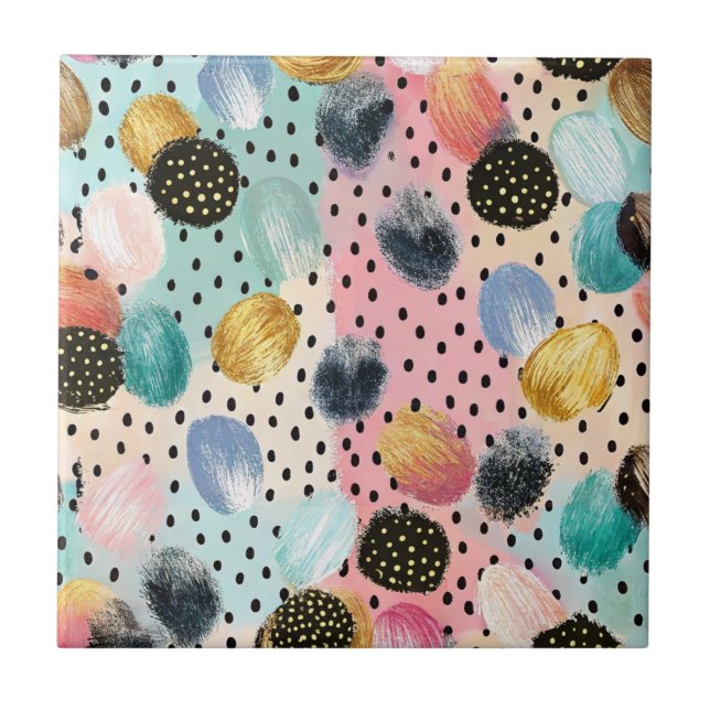 Carreau Motif Abstrait brosse et Pointe Polka (Devant)