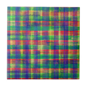 Carreau Motif Abstrait couleur aquarelle plaid