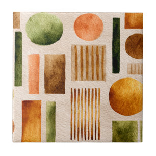 Carreau Motif Abstrait d'aquarelle Terre - Boho Organic
