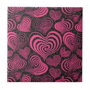 Carreau Motif abstrait de cœur sans couture rose noir glam