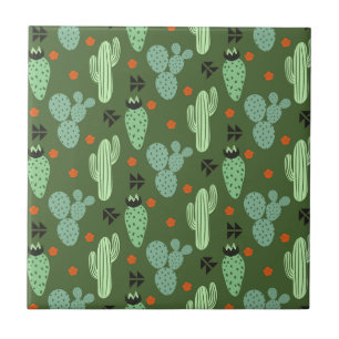 Carreau Motif abstrait de désert de cactus de hippie