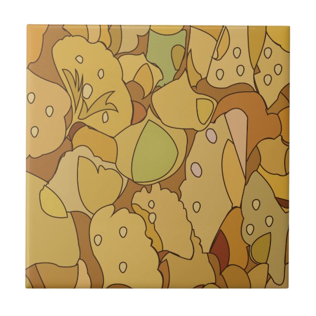 Carreau Motif Abstrait de Feuilles de Ginkgo (Devant)