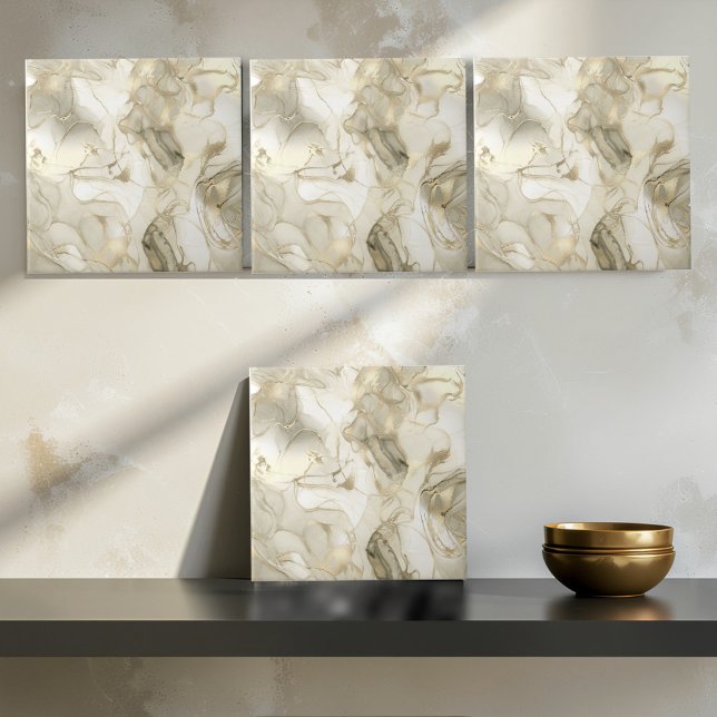 Carreau Motif Abstrait de Marbre Brumeux Or Clair ID705c (Créateur téléchargé)