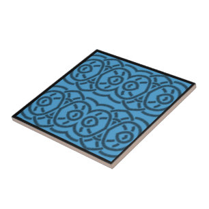 Carreau Motif Abstrait de Nettoyage de Tuyau sur Fond Bleu