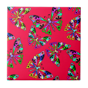 Carreau Motif abstrait de papillon de dessin animé pour en