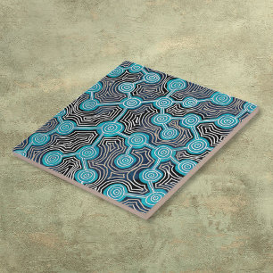 Carreau Motif abstrait de style aborigène Lignes de vie