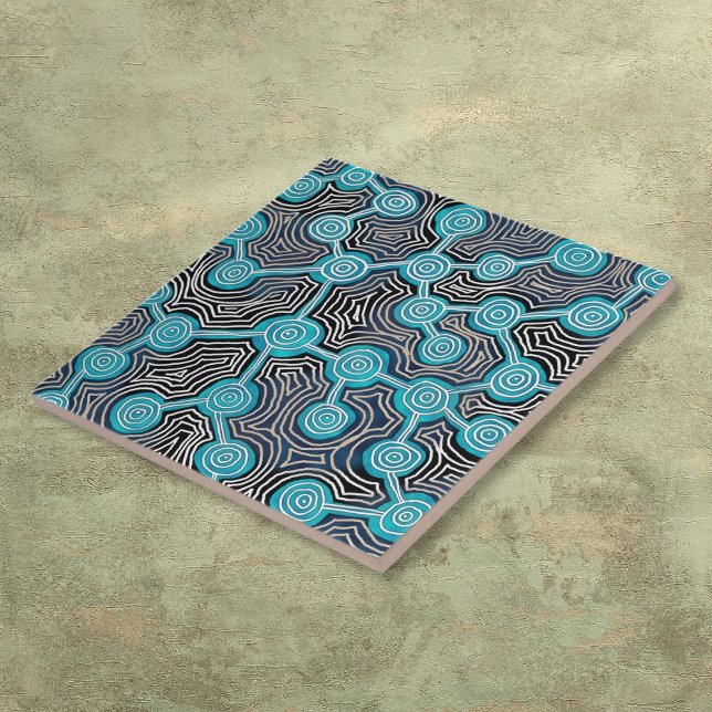Carreau Motif abstrait de style aborigène Lignes de vie (Life Lines Aboriginal Style Abstract Pattern Tile)