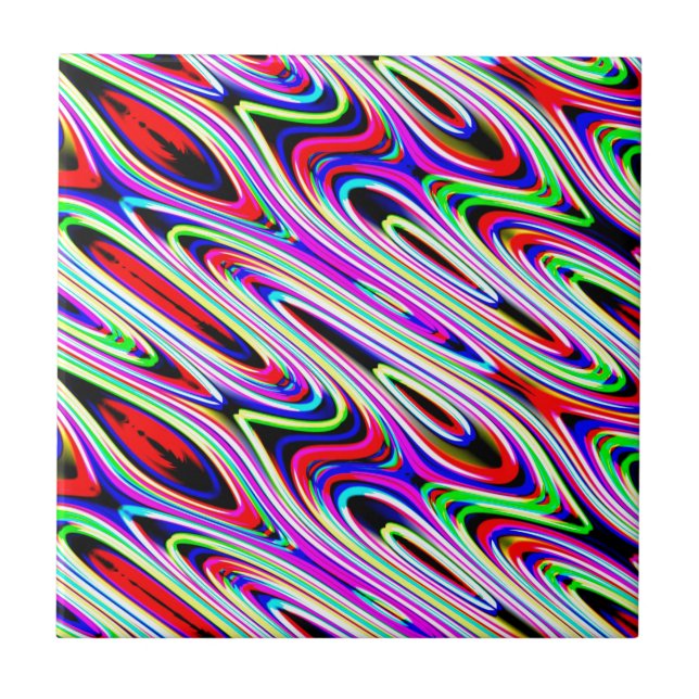 Carreau Motif Abstrait de Vague Multicolore (Devant)