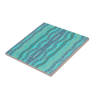 Carreau Motif abstrait de verre de plage dichroïque givré