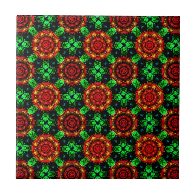 Carreau Motif Abstrait Élégant Boho Moderne Floral #504 (Devant)