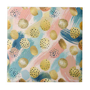 Carreau Motif Abstrait en forme de brosse et d'or