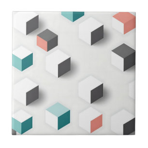 Carreau Motif Abstrait Géométrique de Cubes 3D Isométrique