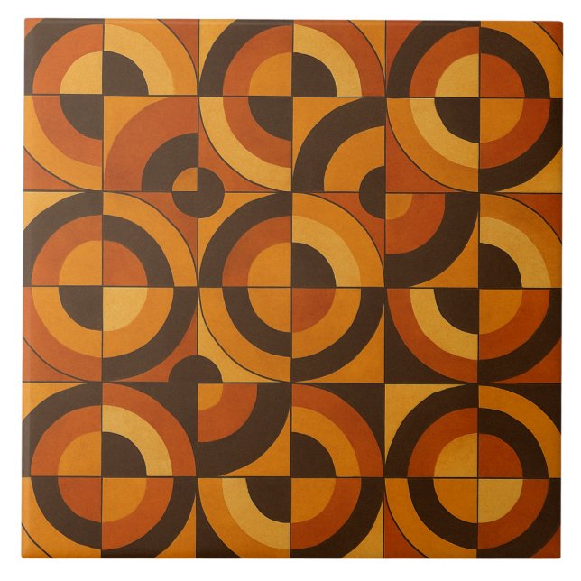 Carreau Motif abstrait géométrique du milieu du XXe siècle (Devant)