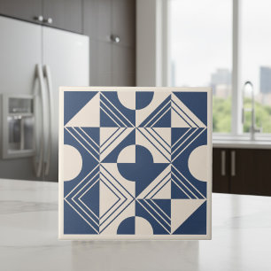 Carreau Motif abstrait géométrique moderne #5 Navy ID1192