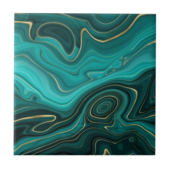 Carreau Motif Abstrait Glam Turquoise de luxe (Devant)