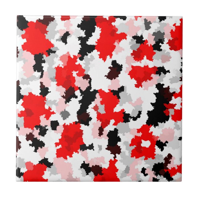Carreau Motif Abstrait irrégulier Rouge noir blanc (Devant)