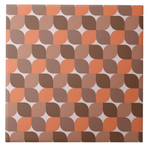 Carreau Motif abstrait marron orange du milieu du siècle