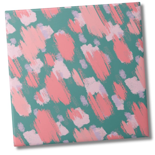 Carreau Motif Abstrait moderne coloré (Pink Turquoise Abstract Artistic Colorful Pattern Ceramic Tile)