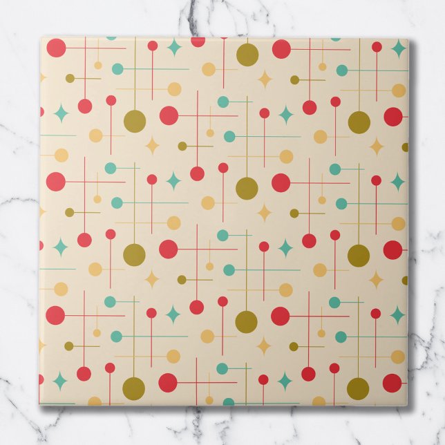 Carreau Motif Abstrait Moderne du Milieu du Siècle 29 Crèm (Créateur téléchargé)