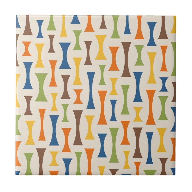 Carreau Motif Abstrait moderne rétro du milieu du siècle (Devant)