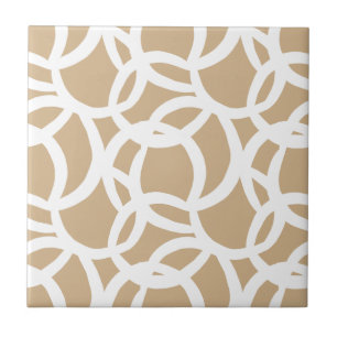 Carreau Motif Abstrait moderne Tan et blanc