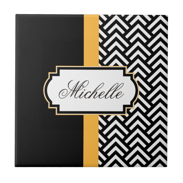 Carreau Motif Abstrait noir et blanc (Devant)