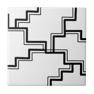 Carreau Motif abstrait noir et blanc en escalier 