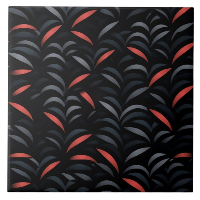 Carreau Motif Abstrait, noir et rouge, sans fil (Devant)