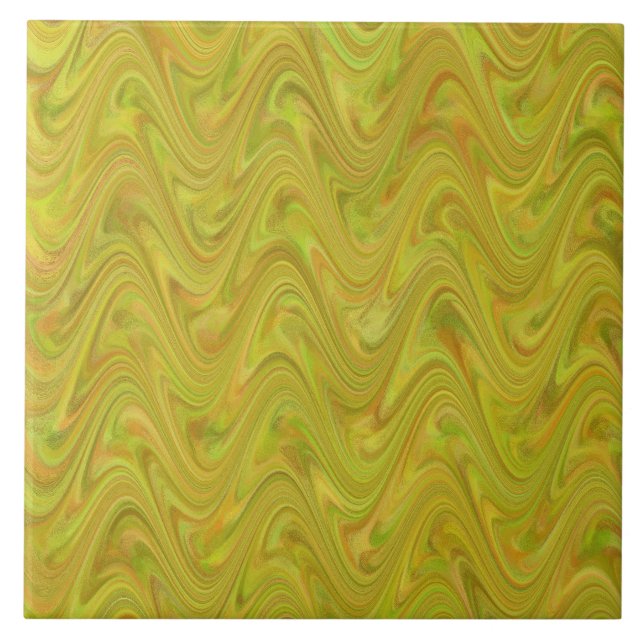Carreau Motif Abstrait Ondulé Vert Jaune (Devant)