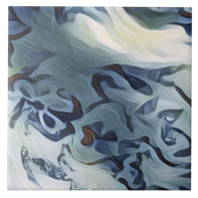 Carreau Motif abstrait onduleux vintage de gris bleu (Devant)