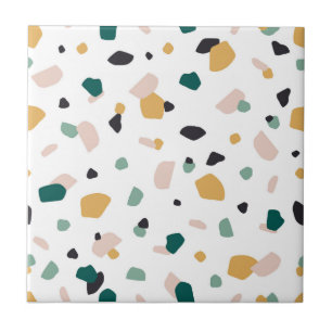 Carreau Motif abstrait Terrazzo Vert Orange Rose Noir