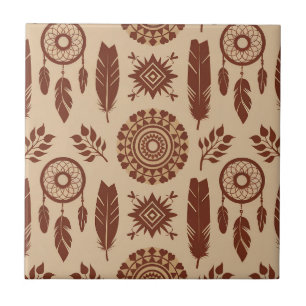 Carreau Motif abstrait tribal bohème Géométrique terreux