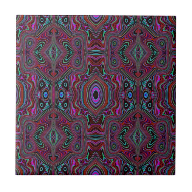 Carreau Motif Abstrait Vert Mousse de Mer et Magenta Tripa (Devant)