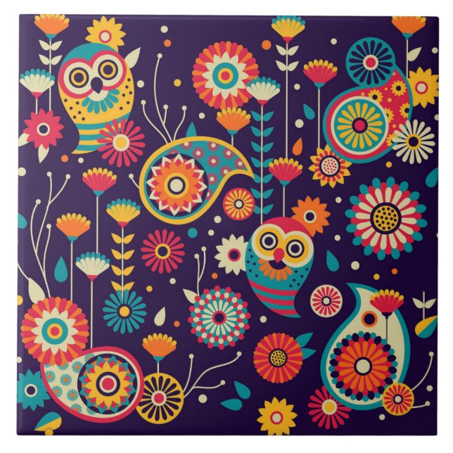 Carreau Motif Abstrait vibrant (Devant)