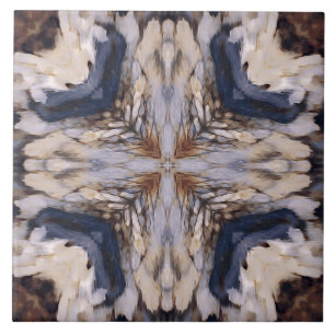 Carreau Motif abstrait vintage en blanc, beige, bleu