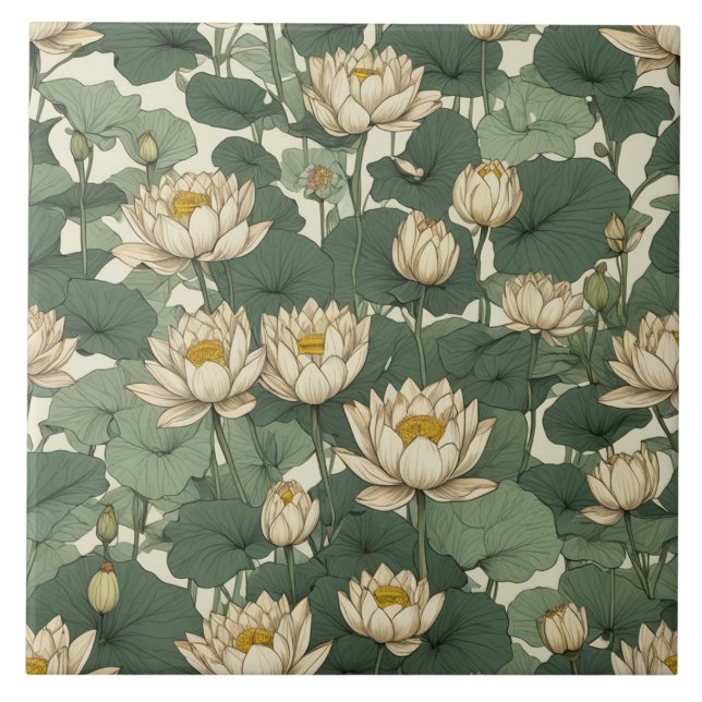 Carreau Motif américain de fleurs de Lotus (Devant)