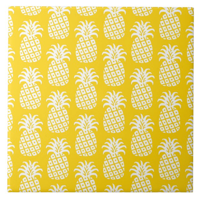 Carreau Motif ananas jaune et blanc (Devant)