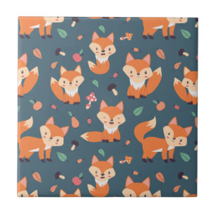 Carreau Motif animal du renard orange