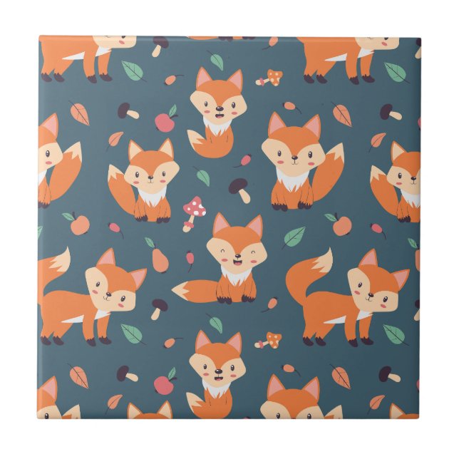 Carreau Motif animal du renard orange (Devant)