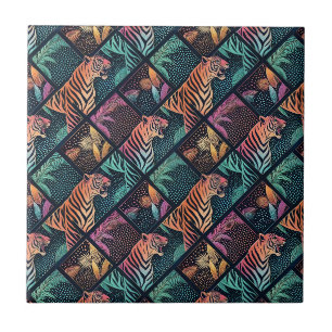 Carreau Motif animal géométrique pop art de jungle au tigr